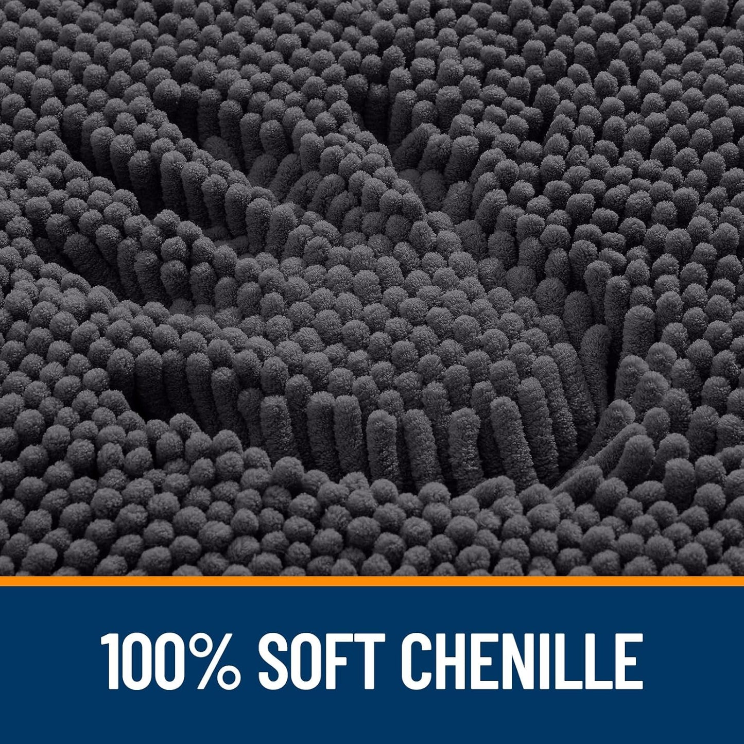 OLANLY Large Bathroom Rugs - Extra Soft Chenille Bath Mats with Rubber Backing | Quick Dry, Machine Washable, Dark Grey 50x30