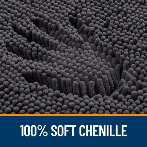 OLANLY Bathroom Rugs 44x24, Extra Soft Absorbent Chenille Bath Rugs, Rubber Backing Quick Dry, Machine Washable Bath Mats for Bathroom Floor, Tub and Shower, Home Decor Accessories, Dark Grey