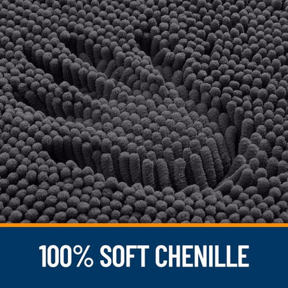 OLANLY Bathroom Rugs 47x20, Extra Soft Absorbent Chenille Bath Rugs, Rubber Backing Quick Dry, Machine Washable Bath Mats for Bathroom Floor, Tub and Shower, Home Decor Accessories, Dark Grey