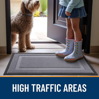 OLANLY Waterproof Front Door Mat - All-Season Indoor/Outdoor Doormat | Sturdy Rubber, Easy Clean, 71x23, Classic Gray