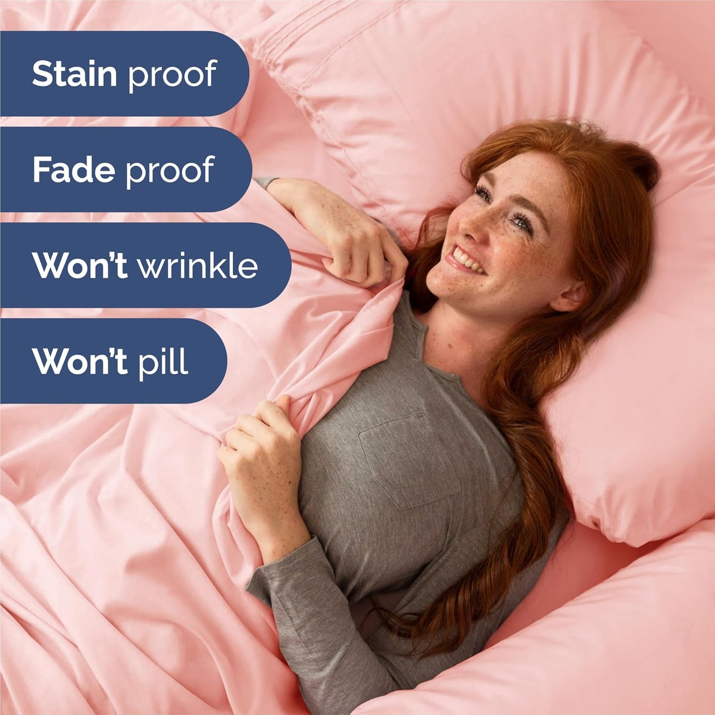 Split King Size 5-Piece Sheet Set | Comfy Cooling Bed Sheets - Luxury Hotel Quality - Deep Pockets, Soft, Wrinkle-Free - Oeko-Tex Certified - Baby Pink