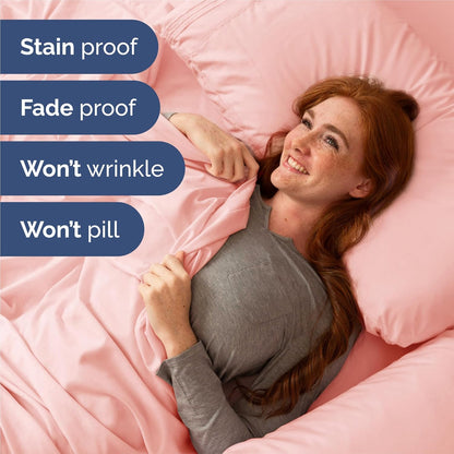 Split King Size 5-Piece Sheet Set | Comfy Cooling Bed Sheets - Luxury Hotel Quality - Deep Pockets, Soft, Wrinkle-Free - Oeko-Tex Certified - Baby Pink