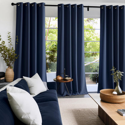 NICETOWN Room Darkening Curtains - Navy Blue Drapery Panels, Set of 2 | W52 x L84 Inches