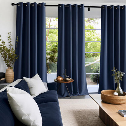 NICETOWN Room Darkening Draperies Curtains Panels, 2 Panels Navy Blue W52 x L90