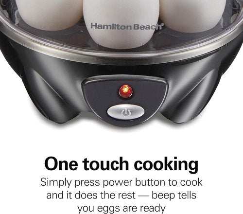 Hamilton Beach 3-in-1 Electric Egg Cooker - Hard Boiled, Poached & Omelet Maker, Black | Holds 7 Eggs