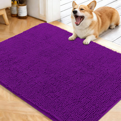 OLANLY Dog Door Mat - Absorbent Non-Slip Mud Mat for Indoor Use | 40x32 Inches, Purple