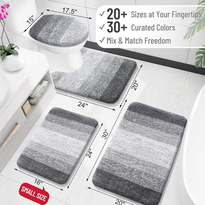 OLANLY Large Bathroom Rugs - Extra Soft Microfiber Mat 59x35 | Quick Dry, Machine Washable, Grey