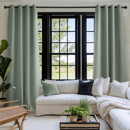 NICETOWN Room Darkening Curtains - Sage Green Drapery Panels, 52"W x 84"L for Ultimate Privacy