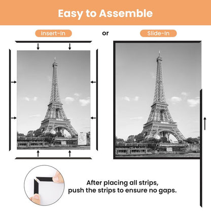 upsimples 11x17 Picture Frame Black 3 Pack, Scratch-Proof 11 x 17 Poster Frames for Photo Gallery - Slide-In Strips, Horizontal or Vertical Wall Mounting
