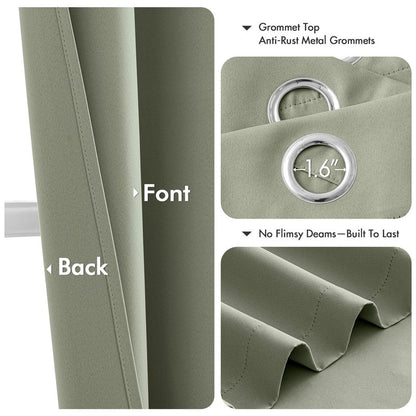 MIULEE Sage Green Blackout Curtains for Bedroom Living Room 40 Inches Long 2 Panels, Thermal Insulated Room Darkening Drapes Solid Grommet Noise Reduction Light Blocking Window Treatments 40x40 Inch
