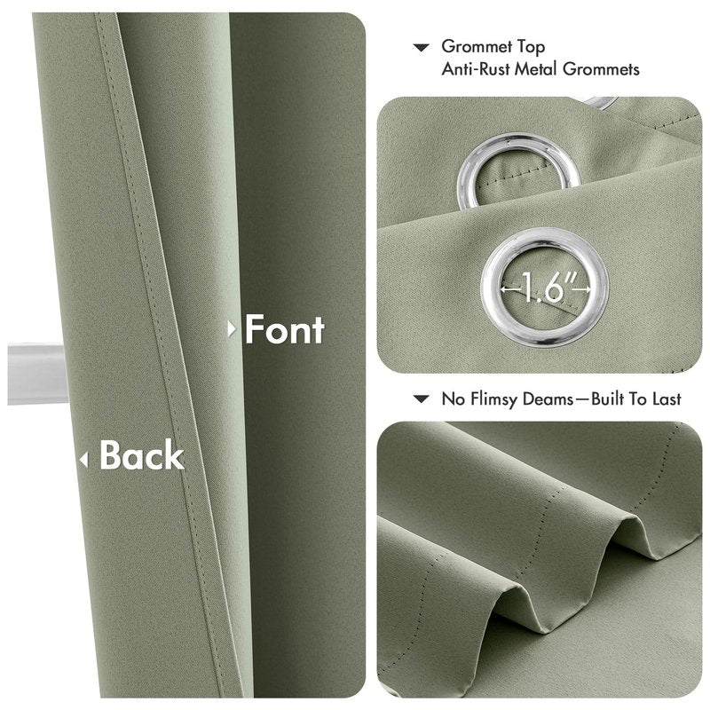 MIULEE Short Curtains for Windows - Sage Green Blackout Half Window Curtains Thermal Insulated Privacy Drapes for Kitchen Bedroom Bathroom Grommet Top Small Basement Tiers W40 x L36 Inch 2 Panels