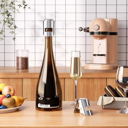 Champagne Stoppers with Stainless Steel Champagne Saver with Food Grade Silicone Leak proof Keep Fresh Suitable for Champagne, Cava, Prosecco and Sparkling(Silver, 6 Pack)