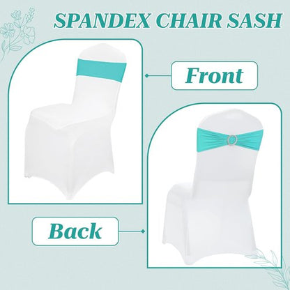 MDS Spandex Chair Sashes - Universal Fit Elastic Stretch Ties with Buckle for Weddings | Aqua Blue, Pack of 125