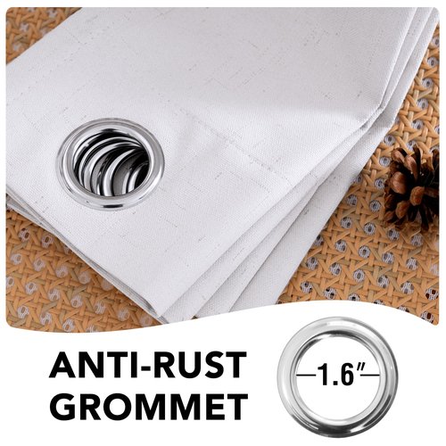 H.VERSAILTEX Linen Blackout Curtains 72 Inches Long 100% Blackout Thermal Insulated Textured Linen Look Curtain Draperies Anti-Rust Grommet, Energy Saving with White Liner, 2 Panels, Bright White