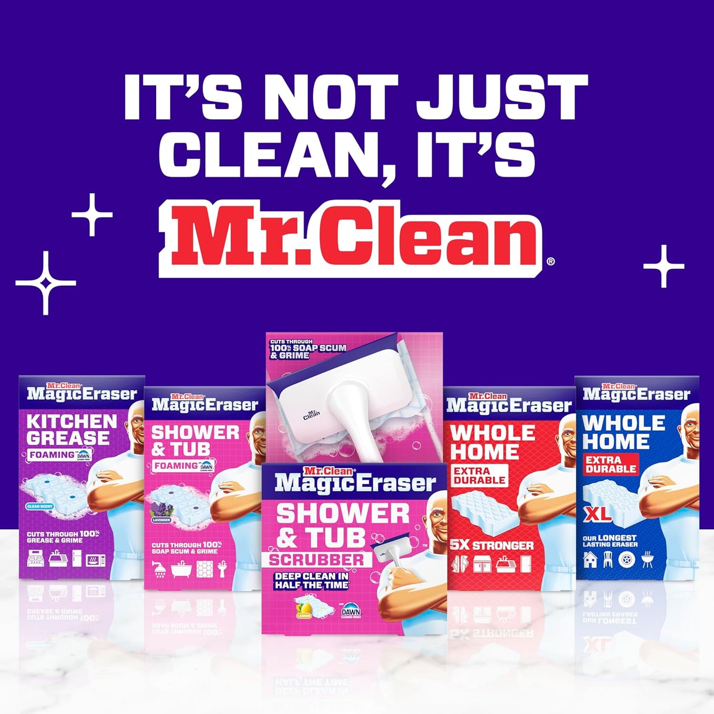 Mr. Clean Magic Eraser Sponge - Powerful Soap Scum Remover with Lavender Scent | 6 Count