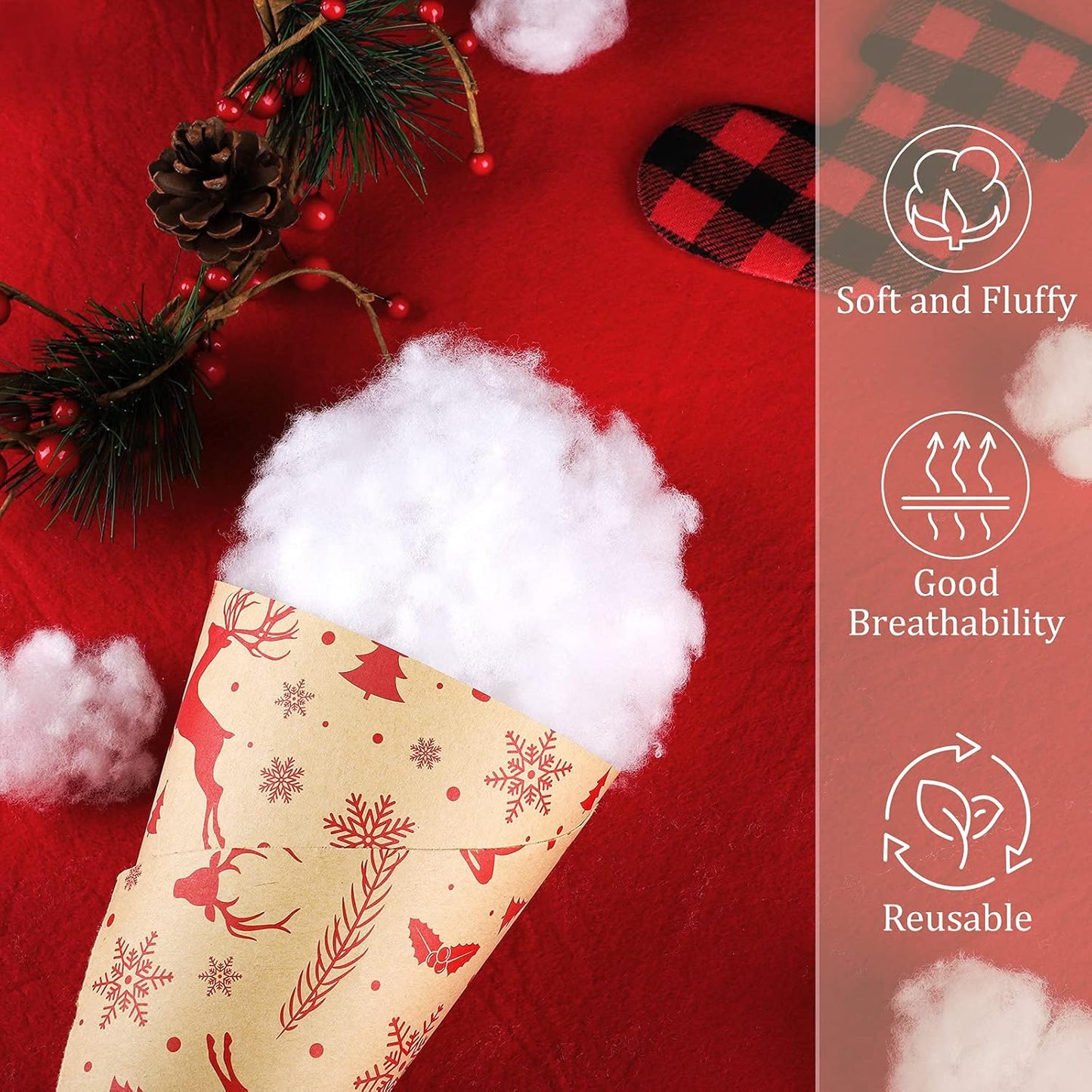 Ruisita Artificial Snow - 35.3 Ounces Fluffy Snow Fiber for Christmas Tree & Holiday Displays
