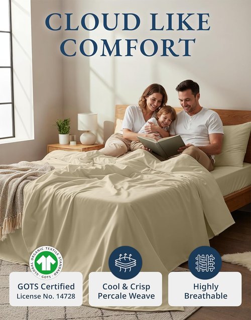 LANE LINEN 100% Organic Cotton California King Sheet Set - Soft, Fade Resistant & Naturally Cooling
