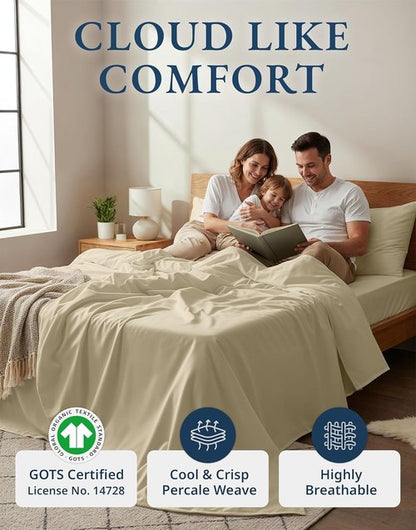 LANE LINEN 100% Organic Cotton California King Sheet Set - Soft, Fade Resistant & Naturally Cooling
