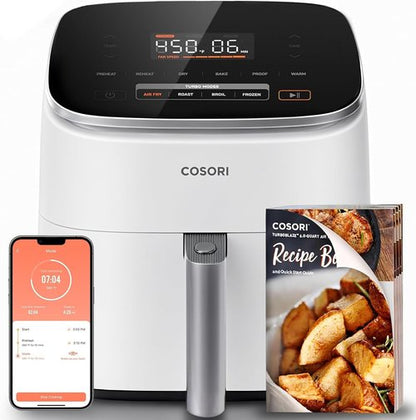 Cosori 9-in-1 TurboBlaze Air Fryer - Smart Control, 6 Qt, Precise Heating & Shake Reminders - Cream