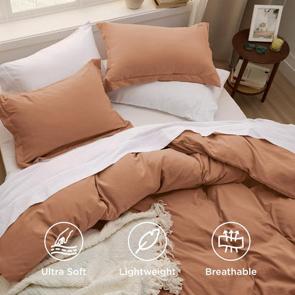 Bedsure King Size Duvet Cover Set - Extra Soft Taupe Prewashed Cotton-Like Polyester, 3 Pieces with Zipper Closure