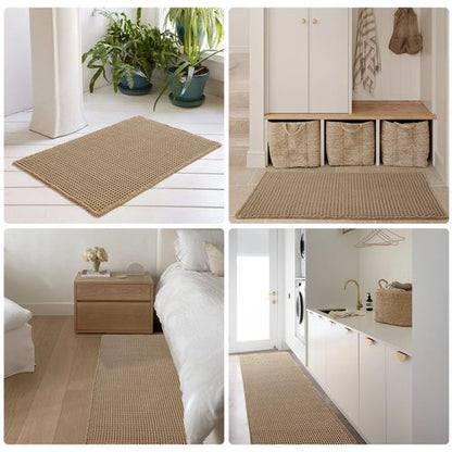 TYUU Waffle Bath Mat, Boho Bathroom Rugs Non Slip Washable Super Absorbent Quick Dry Farmhouse Bathroom Decor, 30"x20" Khaki
