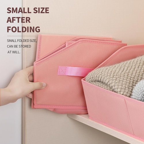 Homsorout Decorative Storage Baskets - Trapezoid Closet Bins with Handles, 3 Pack in Pink