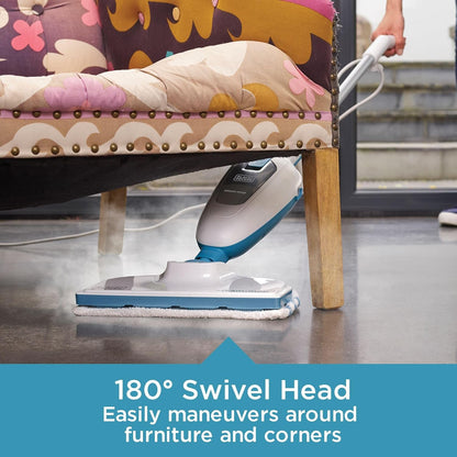 BLACK+DECKER Steam Mop - Powerful Cleaning with Quick-Dry Technology | Sleek White Design