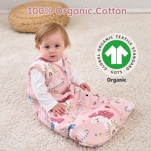 Yoofoss Baby Sleep Sack 12-18 Months, TOG 2.5 Baby Wearable Blanket with 2-Way Zipper, 100% Organic Cotton Fabric Winter Newborn Sleeping Sack, Warm Soft Comfy