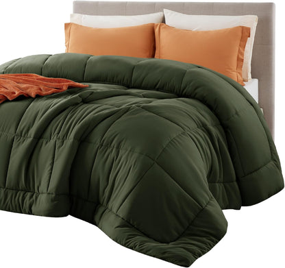 Bedsure Comforter Duvet Insert - All-Season Quilted Cal King Bedding in Olive Green, 96 x 102 Inches