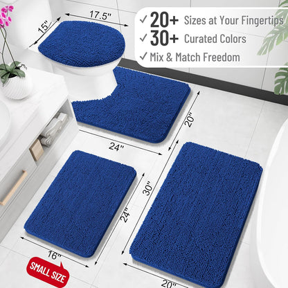 OLANLY Large Bathroom Rugs - Extra Soft Chenille Bath Mats | Quick Dry, Machine Washable, 44x32 Royal Blue