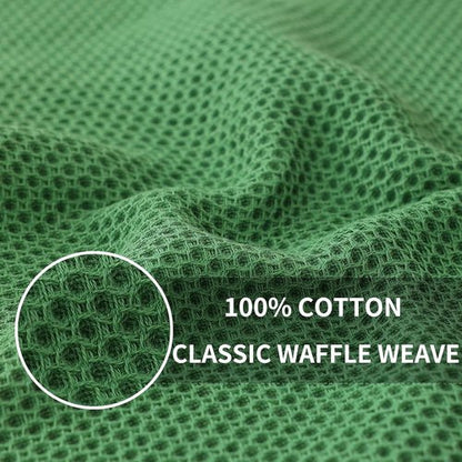 Homaxy 100% Cotton Waffle Weave Dish Towels - Ultra Soft & Absorbent | 13 x 28 Inches, 12-Pack, Grass Green