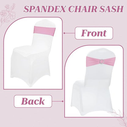 MDS Spandex Chair Sashes - Universal Elastic Stretch Bands with Buckle Slider Bow | Blush Pink, Pack of 125