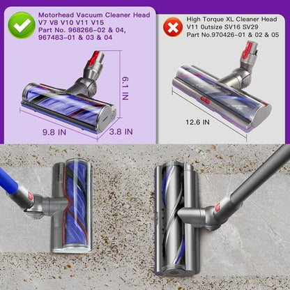 Lemige Vacuum Attachments - Replacement Head for Dyson V7, V8, V10, V11, V15 | Anti-Tangle Motor Brush