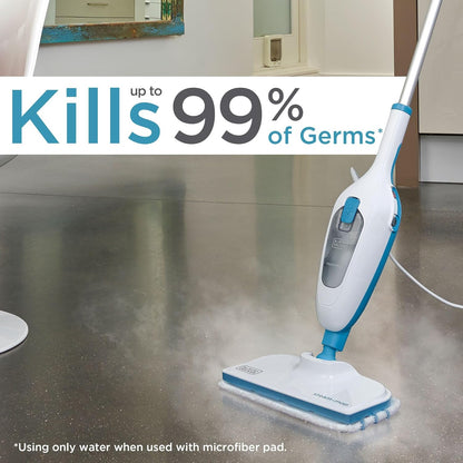 BLACK+DECKER Steam Mop - Powerful Cleaning with Quick-Dry Technology | Sleek White Design