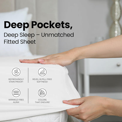 Utopia Bedding King Fitted Sheet - Deep Pocket Microfiber for Ultimate Comfort - Easy Care White
