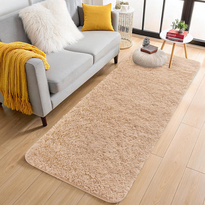 OLANLY Runner Rugs - Soft, Machine Washable Shaggy Design | 2x6 ft, Beige for Hallway & Bedroom Decor