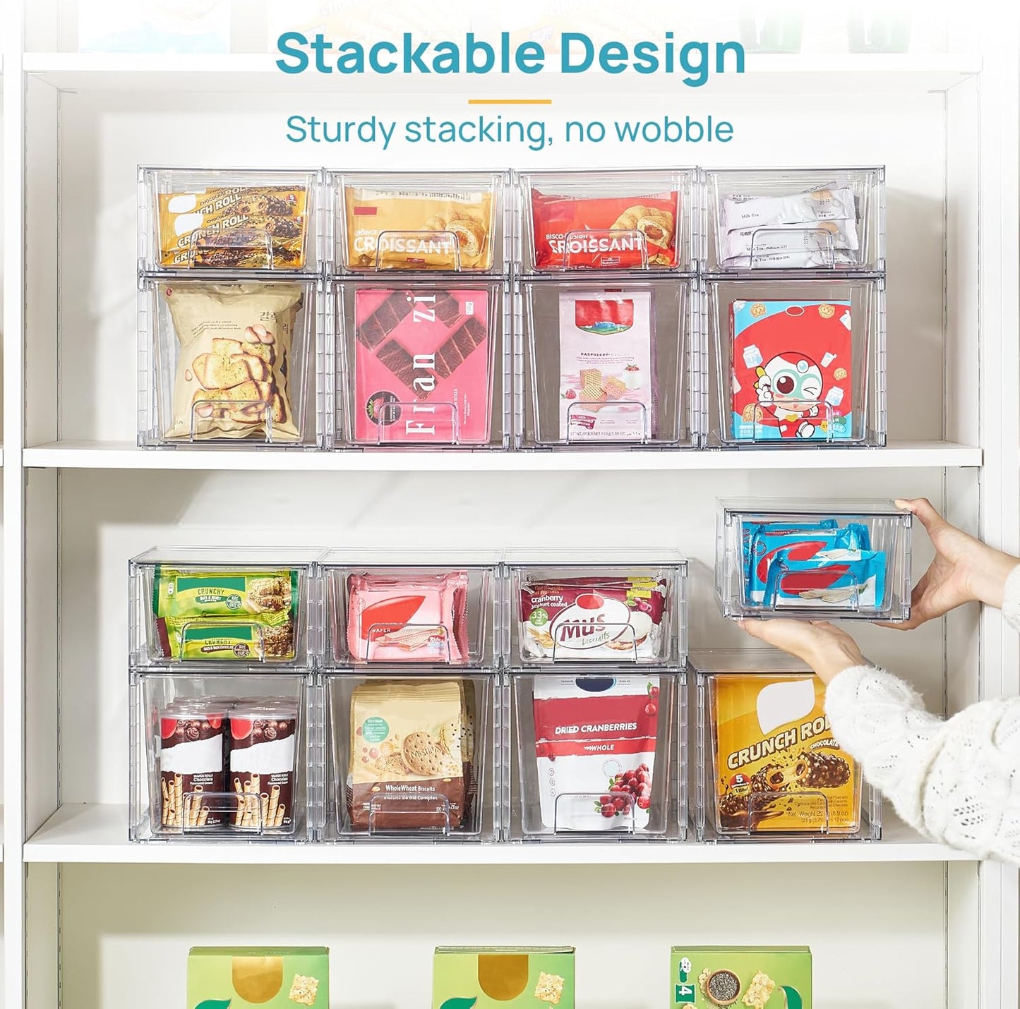 Vtopmart Clear Stackable Storage Drawers - Easy Assembly Organizers for Kitchen, Bathroom & Pantry | 4 Pack