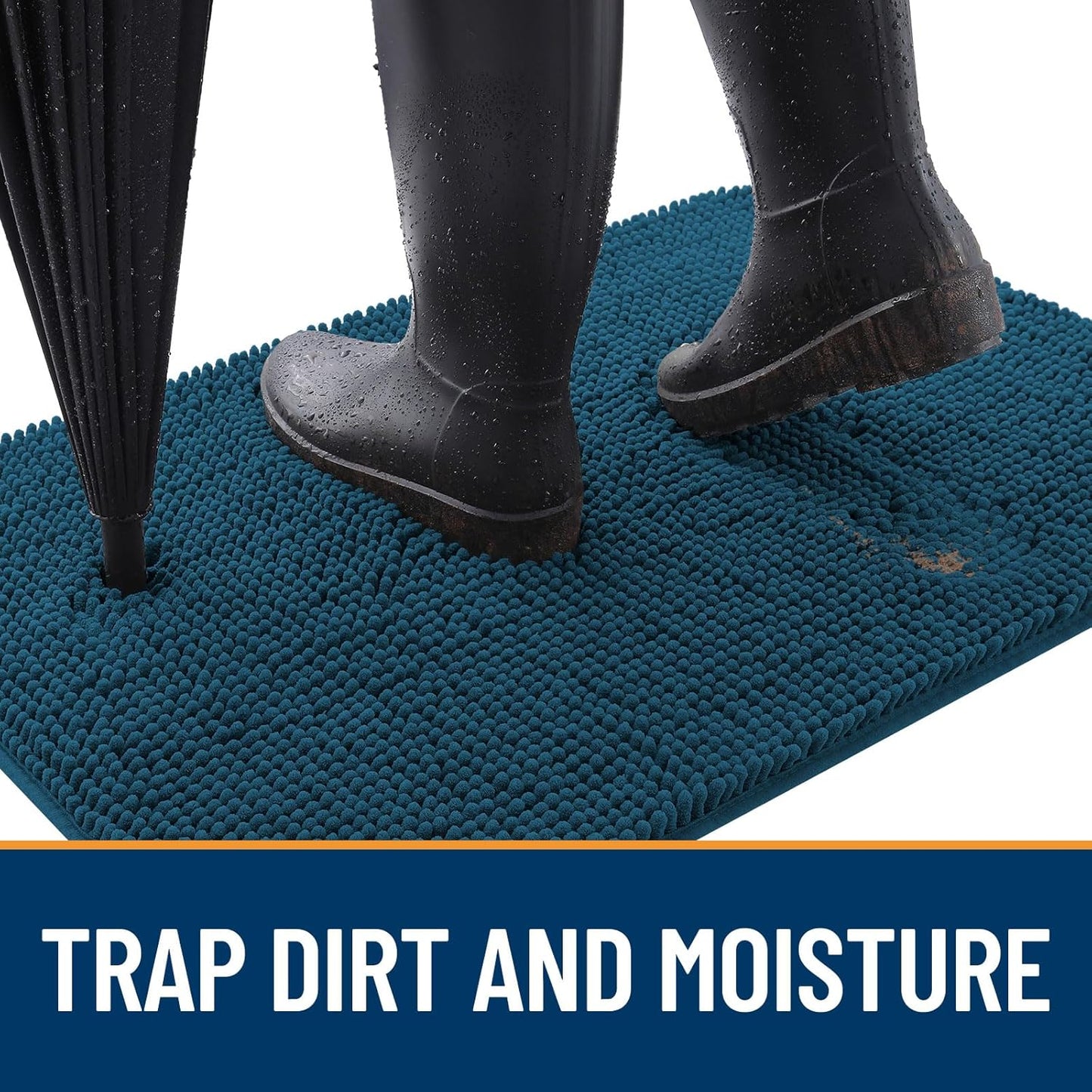 OLANLY Dog Door Mat - Absorbent Non-Slip Washable Doormat for Muddy Paws | 24x16 Atlantic Blue