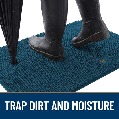 OLANLY Dog Door Mat - Absorbent Non-Slip Washable Doormat for Muddy Paws | 24x16 Atlantic Blue