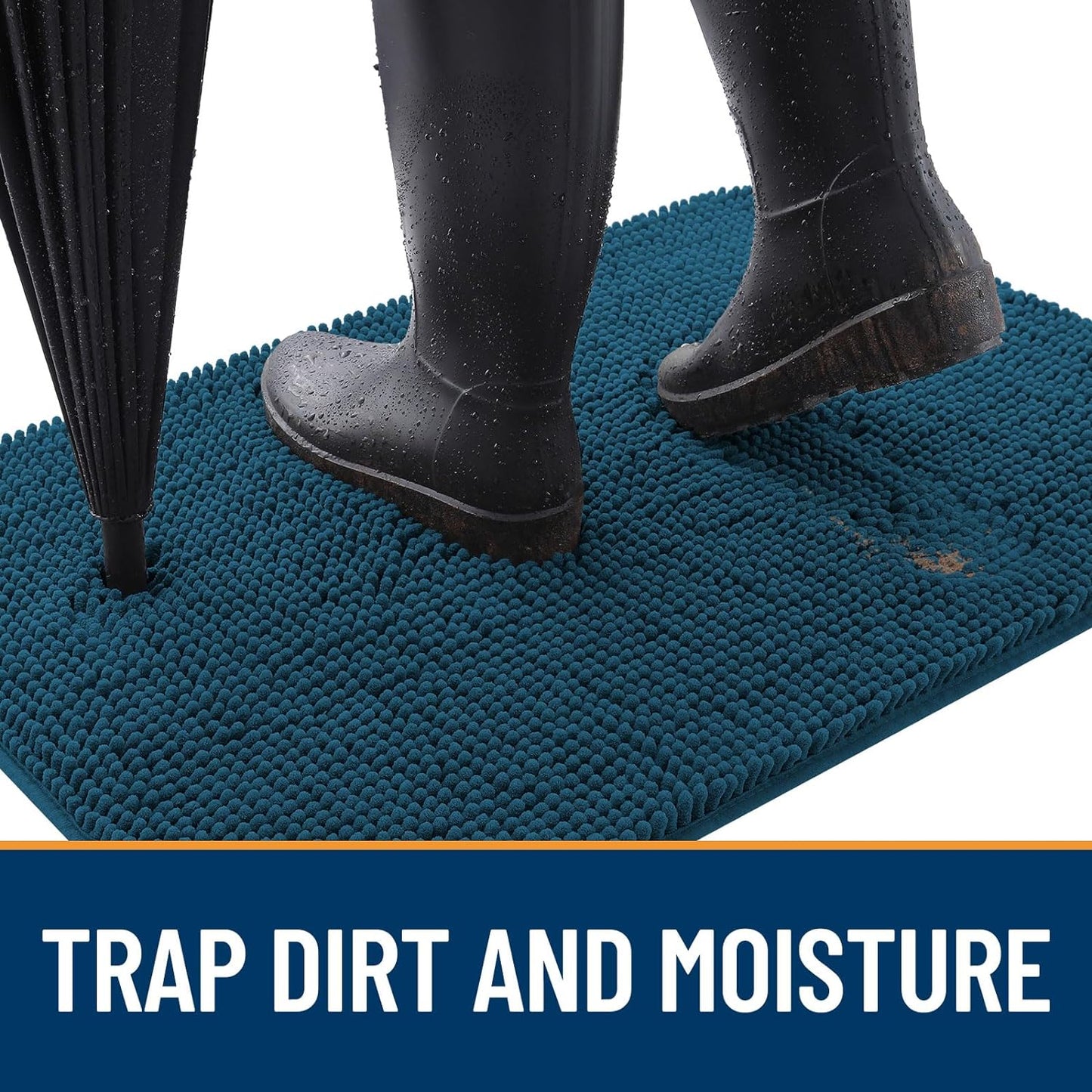 OLANLY Dog Door Mat - Absorbent Non-Slip Washable Doormat for Muddy Paws | 47x32, Atlantic Blue