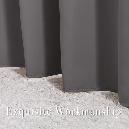 NICETOWN Bedroom Grey Blackout 120 inch Curtains - Triple Weave Energy Saving Thermal Insulated Solid Grommet Blackout Draperies for Patio, W52 x L120, 2 Panels