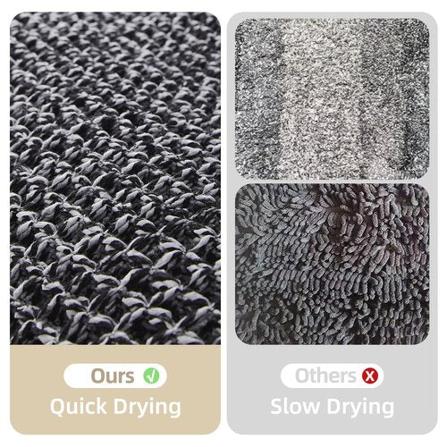 TYUU Black and White Bathroom Rugs, Waffle Bath Mat Non Slip Washable Super Absorbent Quick Dry Boho Farmhouse Bathroom Decor, 36"x24" Black and White