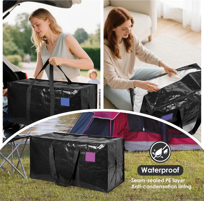 Skiennix 6 Pack Extra Large Moving Bags - Heavy Duty, Moisture-Resistant Storage Bins for Clothes | Black