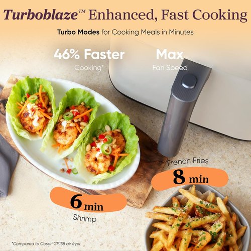 Cosori 9-in-1 TurboBlaze Air Fryer - Smart Control, 6 Qt, Precise Heating & Shake Reminders - Cream