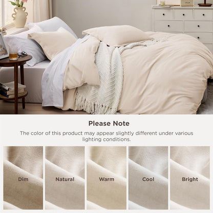 Bedsure Oat Milk Duvet Cover Set - King Size, Extra Soft 3-Piece Bedding with Zipper Closure & 2 Pillow Shams