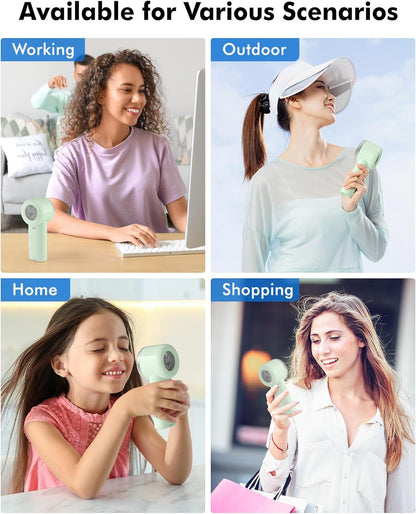 WHATOOK Portable Handheld Mini Fan - High-Speed Cooling with 10-Hour Battery Life | USB Rechargeable, Green
