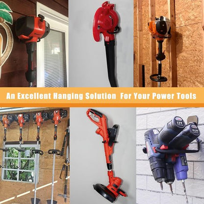 Garden Power Tool Hanger | Garage Wall Hooks for Weedeater & String Trimmer - 3 Black Utility Hooks
