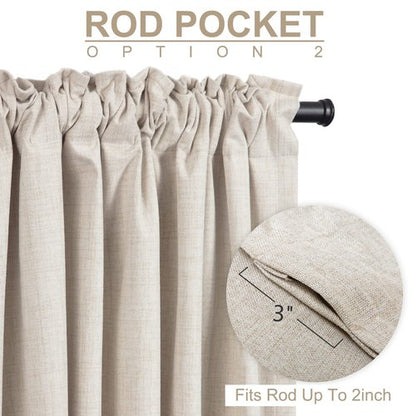 100% Blackout Shield Linen Blackout Curtains for Bedroom 90 Inches Long, Back Tab/Rod Pocket Living Room Drapes, Thermal Insulated Blackout Curtains 2 Panels Set, 50" W x 90" L,Cream
