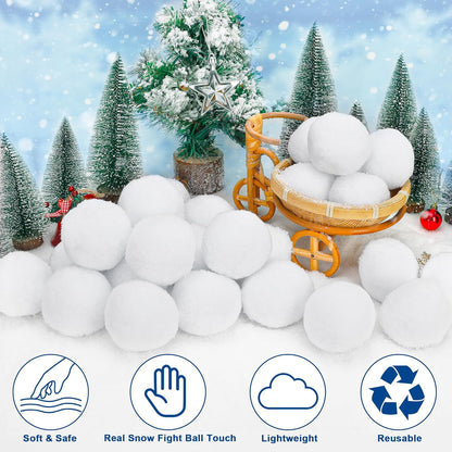 Skiennix Fake Snow Balls - Soft Plush Indoor/Outdoor Snowball Fight Set | 120 Pack for Kids & Christmas Decor