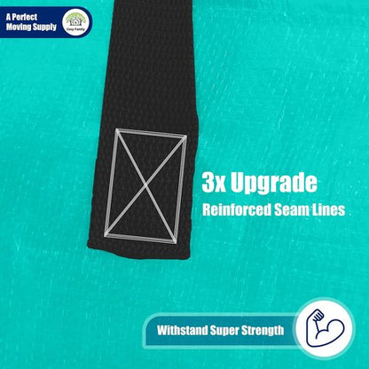 Cosy Family Extra Large Moving Bags - 8 Pack with Backpack Straps, Strong Handles & Zippers | 40 Gal, Aquamarine